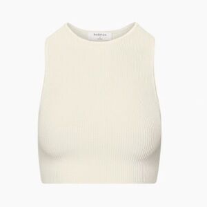 Aritzia Babaton Sculpt Knit Racer Cropped Tank - Matte Pearl
